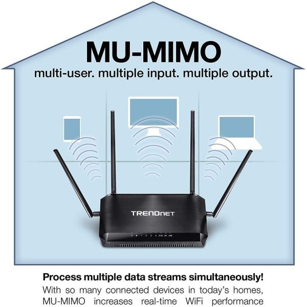 TRENDnet AC2600 MU-MIMO Wireless Gigabit Router, Increase WiFi Performance, WiFi Guest Network, Gaming-Internet-Home Router, Beamforming, 4K streaming, Quad Stream, Dual Band Router, Black, TEW-827DRU - Image 5