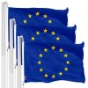 G128 3 Pack: European Union Flag | 3x5 Ft | LiteWeave Pro Series Printed 150D Polyester | Country Flag, Indoor/Outdoor, Vibrant Colors, Brass Grommets, Thicker and More Durable Than 100D 75D Polyester