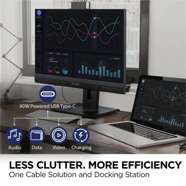 ViewSonic VG2757V-2K 27 Inch 1440p Video Conference Docking Monitor with Windows Hello Compatible IR Webcam, Advanced Ergonomics, and 90W USB C for Home and Office - Image 8