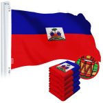 G128 5 Pack: Haiti Haitian Flag | 3x5 Ft | Embroidered 220GSM SPUN POLYESTER - Embroidered Stars, Sewn Stripes, Brass Grommets, Indoor/Outdoor, Vibrant Colors, Heavy Duty SPUN POLYESTER
