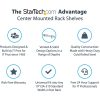 StarTech.com 2U Vented Server Rack Shelf - Center Mount Fixed 14" Deep Cantilever Rackmount Tray for 19" Data/AV/Network w/Cage Nuts - Image 2