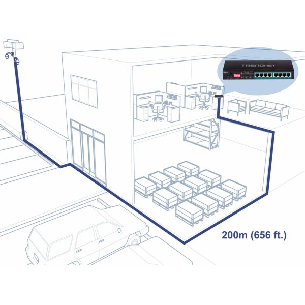 TRENDnet 8-Port Gigabit Long Range Poe+ Switch; TPE-LG80;65W Poe Budget; Ethernet/Network Switch; Long-Range Poe+ Extends Range Up to 200M (656 ft.); 16 Gbps Switching Capacity; Lifetime Protection - Image 6