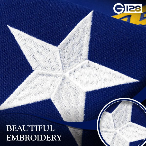 G128 North Carolina State Flag | 5x8 Ft | StormFlyer Series Embroidered 220GSM Spun Polyester | Embroidered Design, Indoor/Outdoor, Brass Grommets, Heavy Duty, All Weather - Image 4