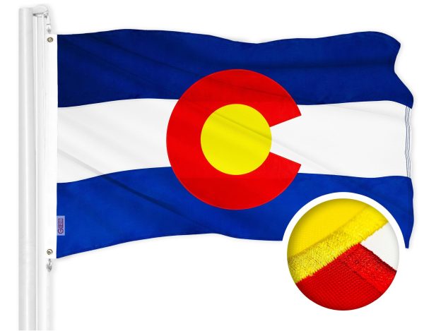 G128 Combo Pack: American USA Flag 4x6 Ft & Colorado CO State Flag 4x6 Ft | Both ToughWeave Series Embroidered Polyester, Embroidered Design, Indoor/Outdoor, Brass Grommets - Image 2