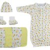 Gown, Cap Booties And Washcloths - 7 Pc Set Cs_0019