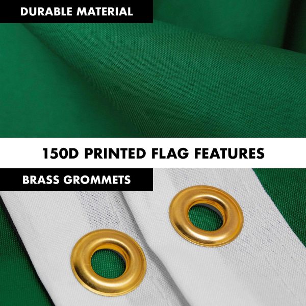 G128 Combo Pack: 5 Ft Tangle Free Aluminum Spinning Flagpole (White) & Solid Dark Green Color Flag 2x3 Ft, LiteWeave Pro Series Printed 150D Polyester | Pole with Flag Included - Image 4