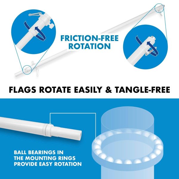 G128 Combo Pack: 5 Ft Tangle Free Aluminum Spinning Flagpole (White) & Solid Dark Green Color Flag 2x3 Ft, LiteWeave Pro Series Printed 150D Polyester | Pole with Flag Included - Image 9