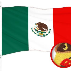 G128 Mexico Mexican Flag | 2x3 Ft | ToughWeave Series Embroidered 300D Polyester | Country Flag, Embroidered Design, Indoor/Outdoor, Brass Grommets