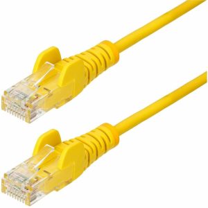 StarTech.com 1ft Yellow Slim CAT6 Ethernet Cable, Slim Snagless RJ45, UTP, LSZH, 28AWG Bare Copper, Slim Network Patch Cord, Fluke Tested