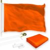 G128 Combo Pack: 5 Ft Tangle Free Aluminum Spinning Flagpole (White) & Solid Orange Color Flag 2x3 Ft, LiteWeave Pro Series Printed 150D Polyester | Pole with Flag Included