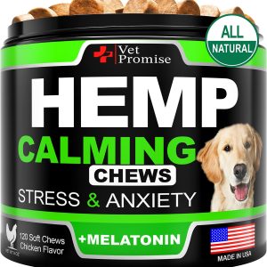 Hemp Calming Chews for Dogs with Anxiety and Stress   Dog Calming Treats   Dog Anxiety Relief   Separation   Travel   Barking   Melatonin for Dogs   Hemp Oil   Calming Treats for Dogs   120 Treats