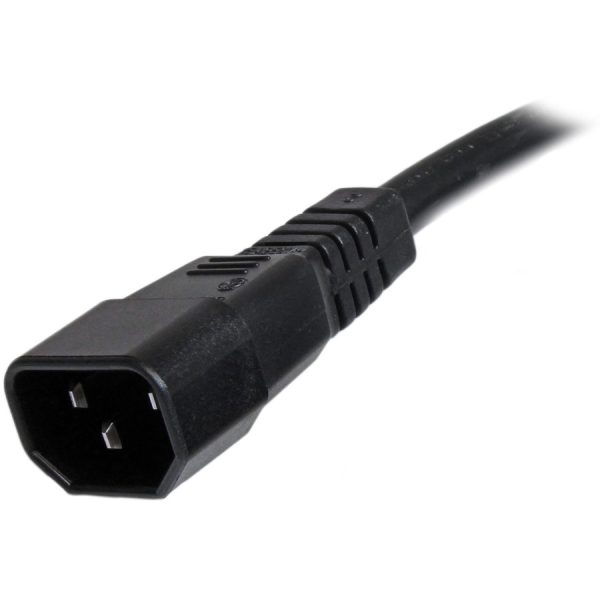 StarTech.com 3ft (1m) Heavy Duty Extension Cord, IEC C14 to IEC C15 Black Extension Cord, 15A 250V, 14AWG, Heavy Gauge Power Cable - Image 5