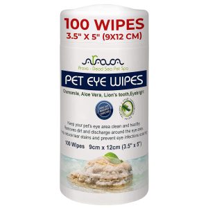 Arava Pet Eye Wipes   for Dogs Cats Puppies & Kittens   100 Count   Natural and Aromatherapy Medicated   Removes Dirt Crust and Discharge   Prevents Tear Stain Infections & Irritations   Soft & Gentle
