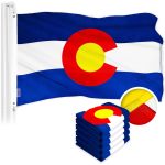 G128 5 Pack: Colorado CO State Flag | 2x3 Ft | ToughWeave Series Embroidered 300D Polyester | Embroidered Design, Indoor/Outdoor, Brass Grommets