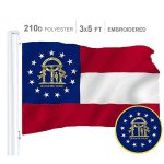 Georgia State Flag 300D Embroidered Polyester 3x5 Ft