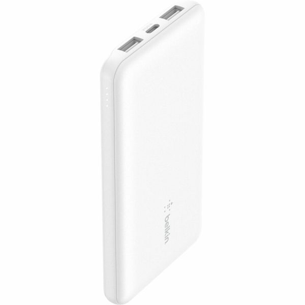 Belkin 15W 3-port USB Power Bank - 10K mAh - 2xUSB-A (12W), 1xUSB-C (15W) - Portable Charger - w/ USB-A to USB-C Cable - White - Image 2