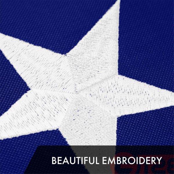 G128 Combo Pack: American USA Flag 5x8 Ft & Betsy Ross Flag 5x8 Ft | Both ToughWeave Series Embroidered 300D Polyester, Embroidered Design, Indoor/Outdoor, Brass Grommets - Image 4