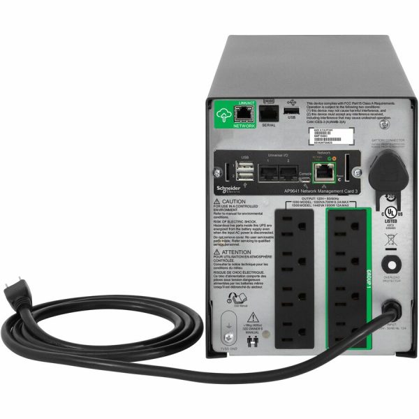 APC Smart-UPS, Line Interactive, 1500VA, Tower, 120V, 8x NEMA 5-15R outlets, SmartConnect Port+Network Card, AVR, LCD - Image 2
