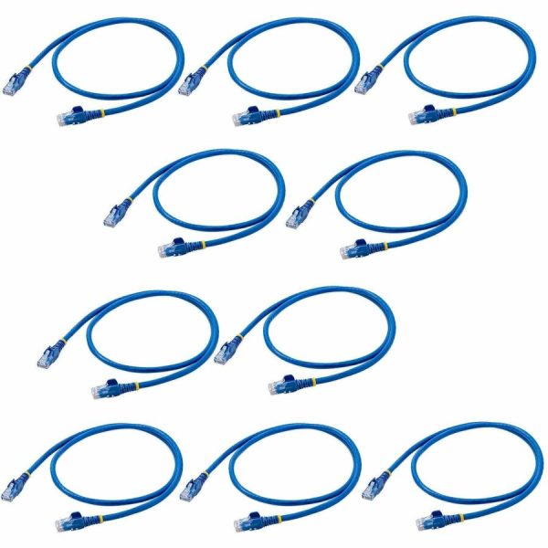 StarTech.com 3 ft. CAT6 Ethernet Cable - 10 Pack - ETL Verified - Blue CAT6 Patch Cord - Snagless RJ45 Connectors - 24 AWG - UTP - Image 2