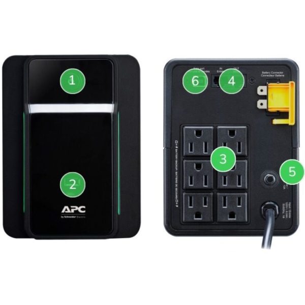 APC Back UPS, 950VA/480W, Tower, 120V, 6x NEMA 5-15R outlets, USB Type A + C Ports, User Replaceable Battery - Image 2
