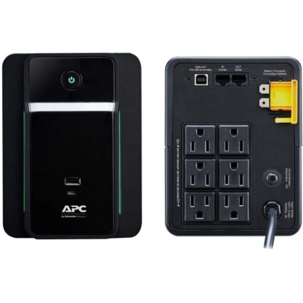 APC Back UPS, 950VA/480W, Tower, 120V, 6x NEMA 5-15R outlets, USB Type A + C Ports, User Replaceable Battery - Image 3