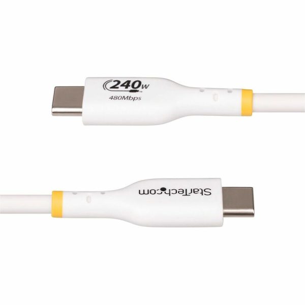 StarTech.com 13ft White USB-C Charging Cable, USB-IF Certified USB C Cable, 240W PD EPR, USB 2.0 Type-C Laptop Charger Cord, TPE Jacket - Image 3