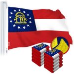 G128 10 Pack: Georgia GA State Flag | 2x3 Ft | StormFlyer Series Embroidered 220GSM Spun Polyester | Embroidered Design, Indoor/Outdoor, Brass Grommets, Heavy Duty, All Weather