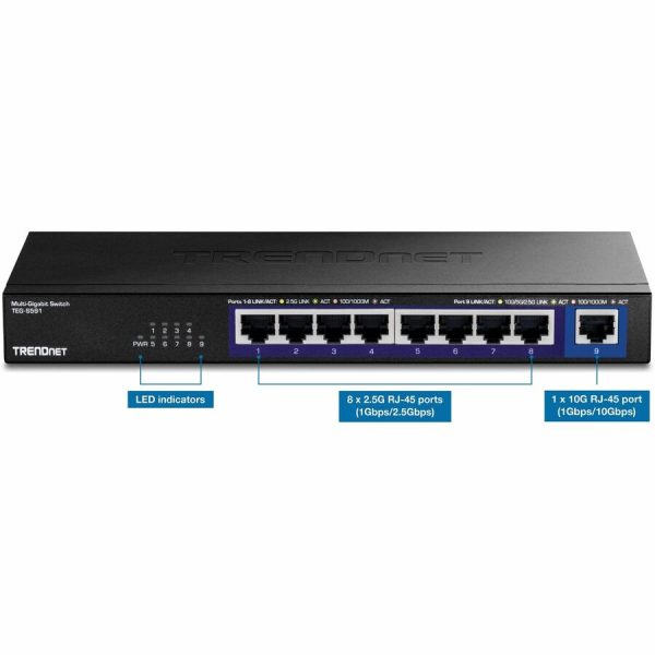 TRENDnet 9-Port Multi-Gig Switch, TEG-S591, 8 x 2.5G RJ-45 Ports, 1 x 10G RJ-45 Port, 60Gbps Switching Capacity, Lifetime Protection, Black - Image 6