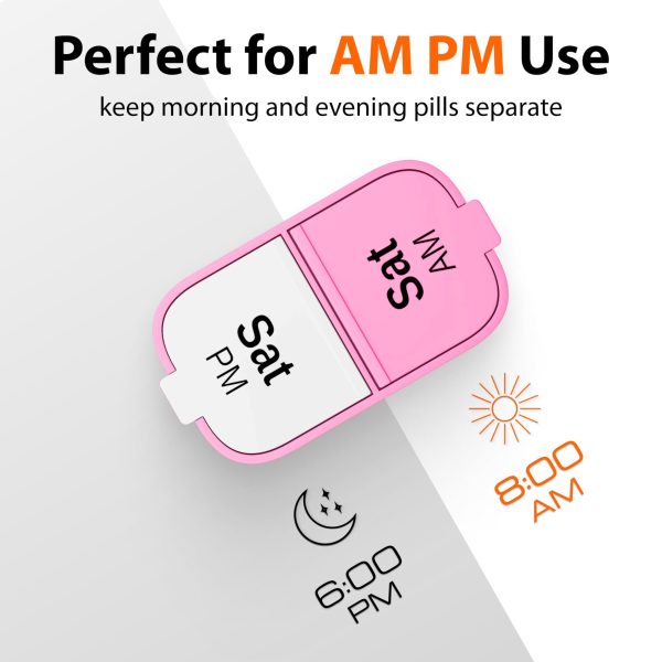Extra Large Pill Organizer 2 Times A Day   Big Pill Box 7 Day Am Pm   XL Weekly Vitamin Holder Jumbo Medicine Container for Supplement XXL Daily Pill Case with Huge Oversized Compartments Pink White - Image 4