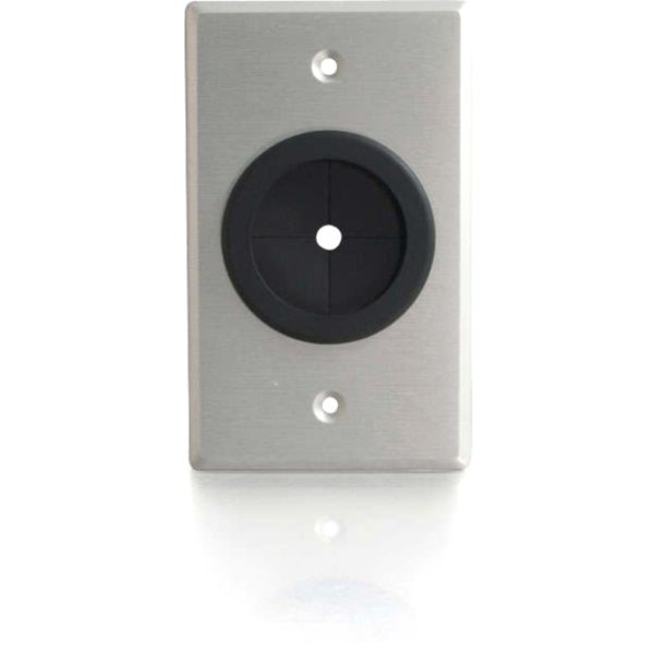 C2G 1.5in Grommet Cable Pass Through Single Gang Wall Plate - Brushed Aluminum - Image 2