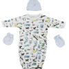Gown, Cap And Mittens - 3 Pc Set Cs_0042