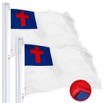 G128 2 Pack: Christian Flag | 2.5x4 Ft | StormFlyer Series Embroidered 220GSM Spun Polyester | Religious Flag, Embroidered Design, Indoor/Outdoor, Brass Grommets, Heavy Duty, All Weather