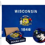 Wisconsin State Flag 210D Embroidered Polyester 3x5 Ft - Double Sided 2ply