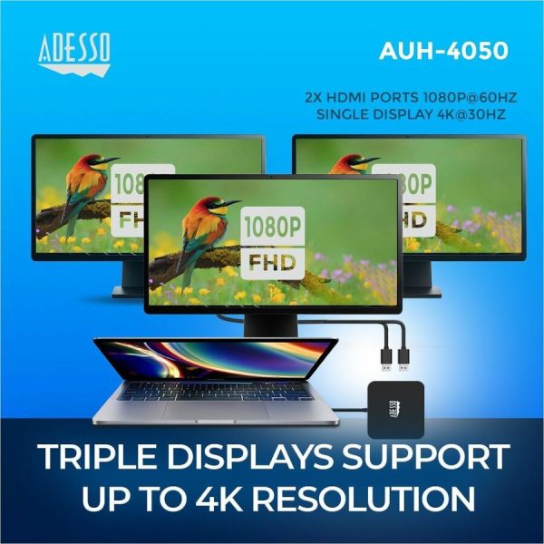 Adesso 11 in USB-C Multiport Docking Station(TAA Compliant) - Image 3