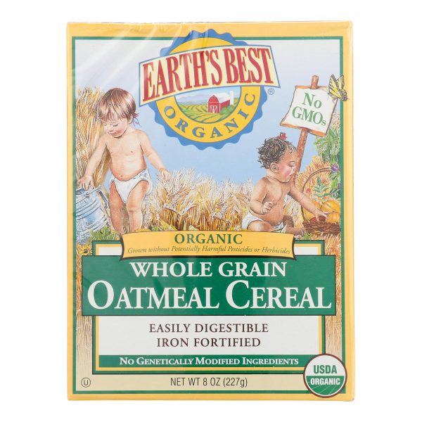 Earth's Best Organic Whole Grain Oatmeal Infant Cereal - Case of 12 - 8 oz.