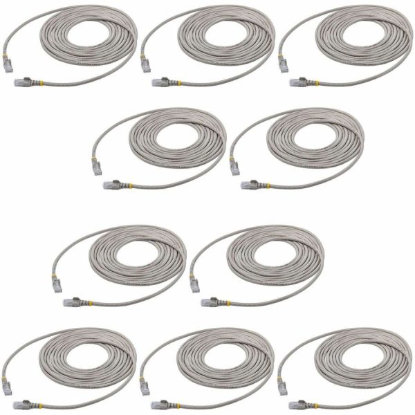 StarTech.com 15 ft. CAT6 Ethernet Cable - 10 Pack - ETL Verified - Gray CAT6 Patch Cord - Snagless RJ45 Connectors - 24 AWG - UTP - Image 2