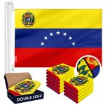 G128 10 Pack: Venezuela 7 Stars Venezuelan Flag | 3x5 Ft | Double ToughWeave Series Double Sided Embroidered 210D Polyester | Country Flag, Embroidered Design, Brass Grommets, Heavy Duty, 2-ply