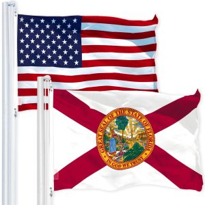 G128 Combo Pack: USA American Flag 3x5 Ft 150D Printed Stars & Florida State Flag 3x5 Ft 150D Printed