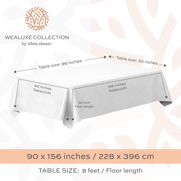 Classic White Tablecloth 90x156   White Table Clothes for 8 Foot Rectangle Tables 200 GSM Stain and Wrinkle Resistant Washable Fabric [2 Pack] - Image 2