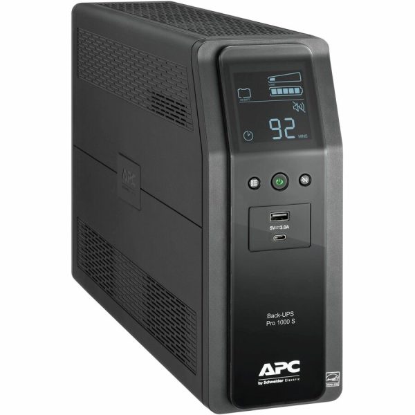 APC Back-UPS Pro, 1000VA/600W, Tower, 120V, 10x NEMA 5-15R outlets, Sine Wave, AVR, USB Type A + C ports, LCD, User Replaceable Battery - Image 4