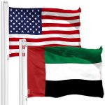 G128 Combo Pack: American USA Flag 3x5 Ft & United Arab Emirates Emirati Flag 3x5 Ft, Both Printed 150D Polyester, Indoor/Outdoor, Brass Grommets