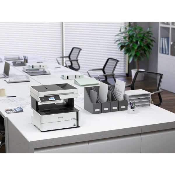 Epson WorkForce ST-M3000 Monochrome Multifunction Supertank Printer. Cartridge Free MFP with ADF & Fax Inkjet copier/Fax/Scanner-1200x2400 dpi Print-Automatic Duplex Print-1200 dpi Optical Scan-20 ppm-Up to 23k pages of ink-Wireless LAN - Image 4