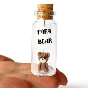 Gifts for Dad Personalized Present for Dads Birthday Classy Decorative Presents for Father Future Dad Gift (Brown Bear Papa Bear Message Bottle )
