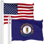 G128 Combo Pack: American USA Flag 3x5 Ft & Kentucky Flag 3x5 Ft, Both Printed 150D Polyester, Indoor/Outdoor, Brass Grommets