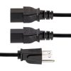 StarTech.com 10ft (3m) Computer Power Y Cord, NEMA 5-15P to C13, 10A 125V, 18AWG, Black Replacement PC Power Cord, TV/Monitor Power Cable - Image 4