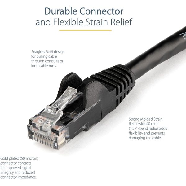 StarTech.com 5ft CAT6 Ethernet Cable - Black Snagless Gigabit - 100W PoE UTP 650MHz Category 6 Patch Cord UL Certified Wiring/TIA - Image 4