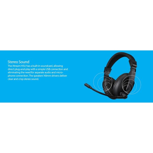 Adesso Xtream H5U - USB Stereo Headset with Microphone - Noise Cancelling - Wired- Lightweight - Image 6