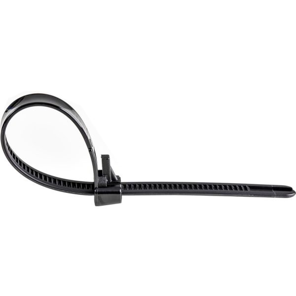 StarTech.com 8"(20cm) Reusable Cable Ties, 1-7/8"(50mm) Dia. 50lb(22Kg) Tensile Strength, Nylon, In/Outdoor, UL Listed, 100 Pack, Black - Image 3