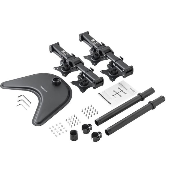 StarTech.com Quad Monitor Stand, Crossbar, Steel, Monitors up to 27" (17.6lb/8kg), VESA Monitor, Computer Monitor Stand, Monitor Arm - Image 2