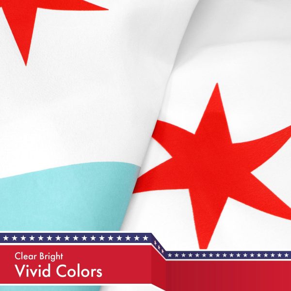 Chicago City Flag 3x5 Ft 2-Pack 150D Printed Polyester By G128 - Image 3
